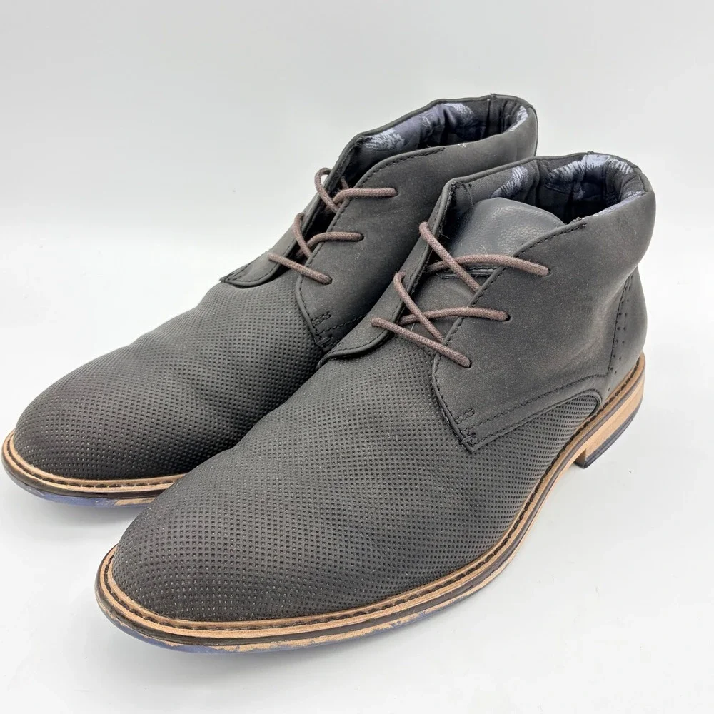 Madden for Buckle Black Perforated Desert‎ Chukka Ankle Boots Mens 10 Vegan